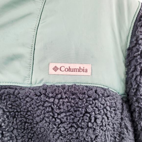Columbia Winter Pass Fleece Full Zip Jacket Blue & Green Colorblock Women's XL - Picture 5 of 9